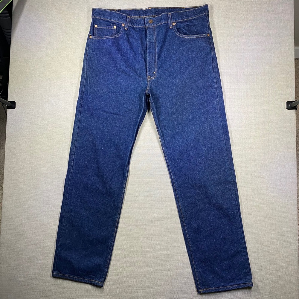 Vintage Levis 505 Regular Fit Jeans Mens 40x32 Dark Wash Indigo Made in USA NWT